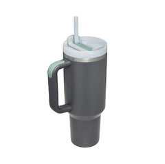 Support customized Personalized DIY Straw Coffee Insulation Cup With Handle Portable Car Stainless Steel Water Bottle