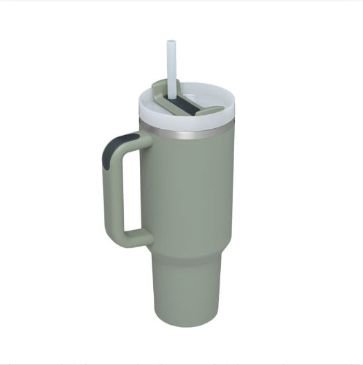 Support customized Personalized DIY Straw Coffee Insulation Cup With Handle Portable Car Stainless Steel Water Bottle